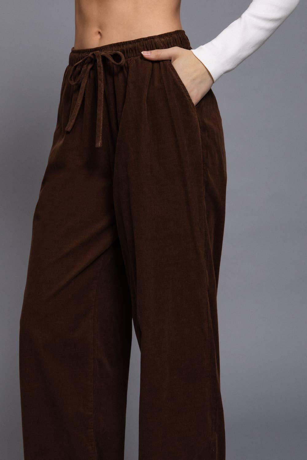 Elastic Waist Corduroy Pants