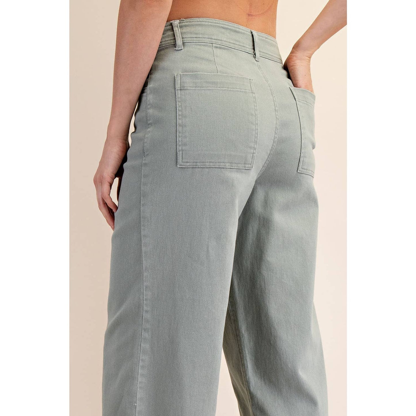 Cotton Twill Wide Leg Ankle Pant