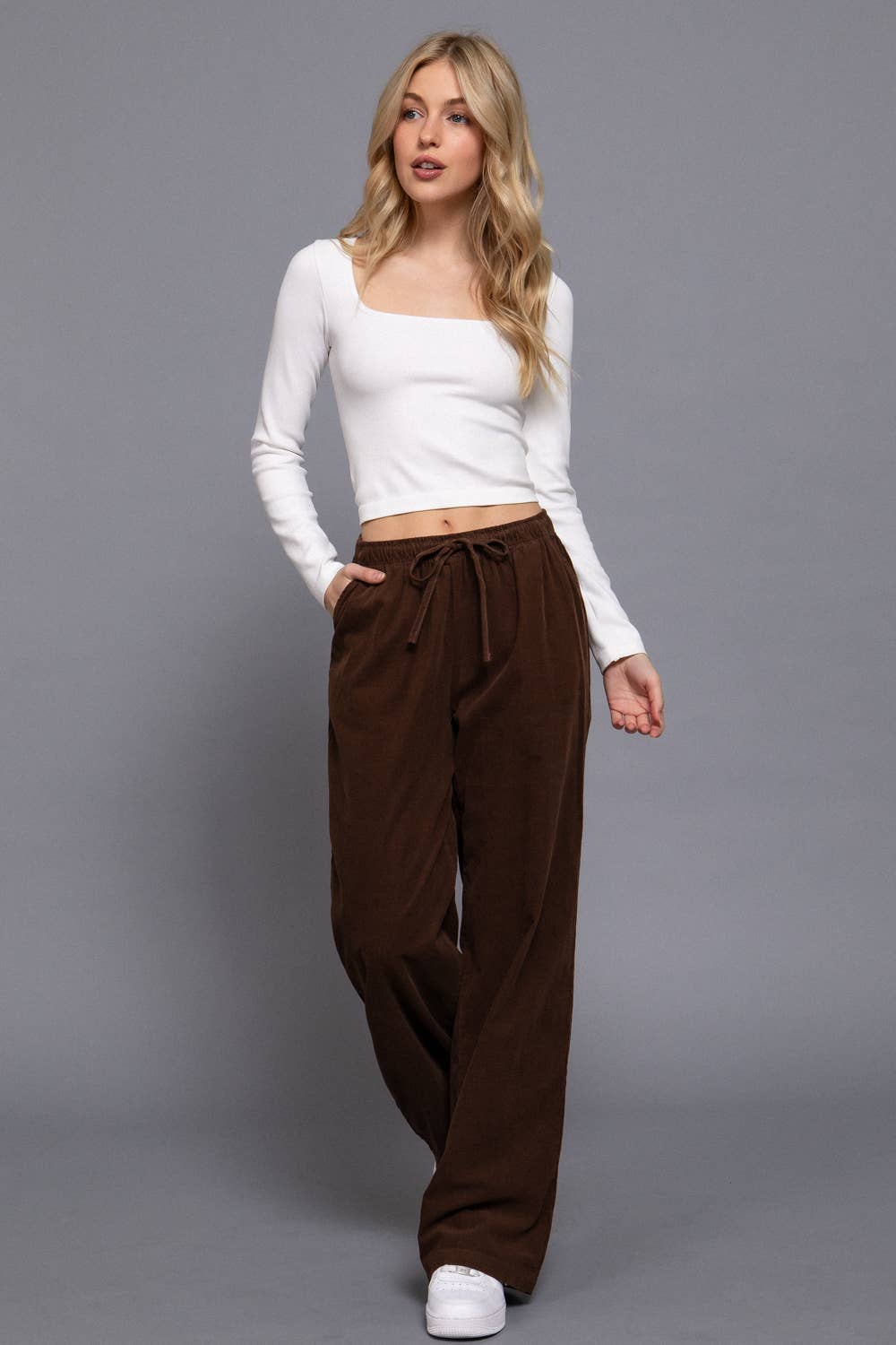 Elastic Waist Corduroy Pants