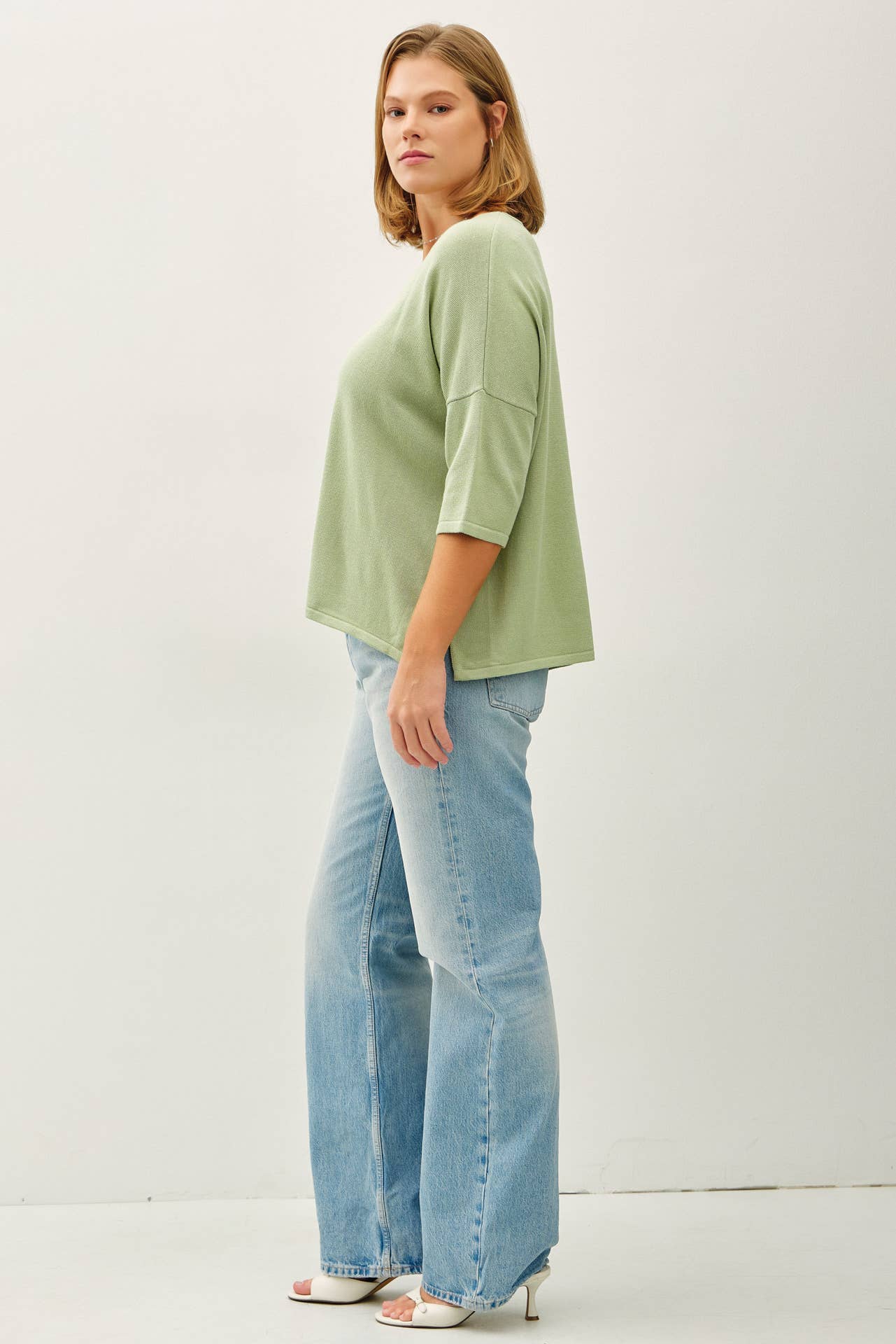 Plus Size Slub Sweater Top | Applemint