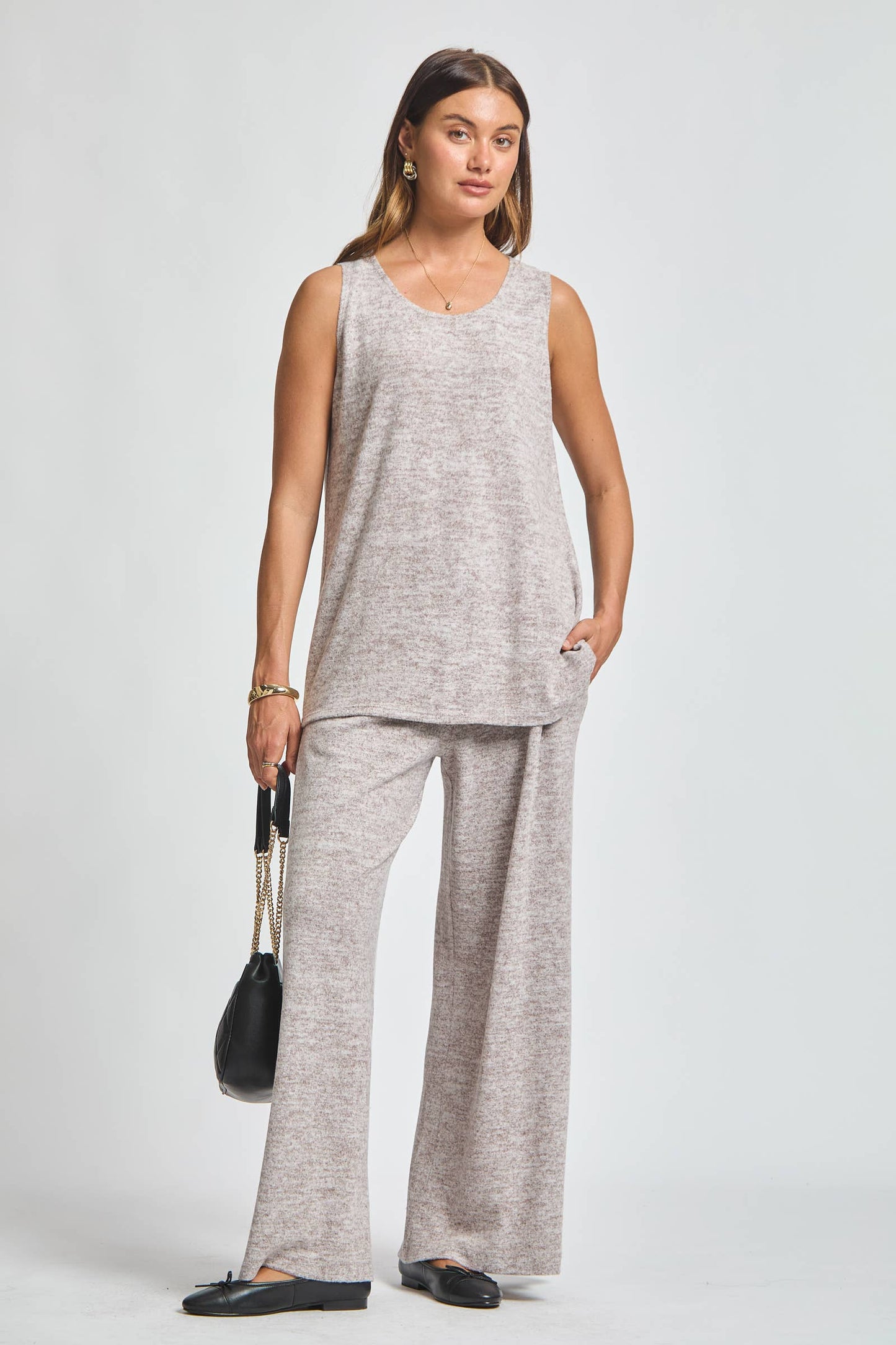 Soft Tank + Cardigan + Relaxed Pants Set