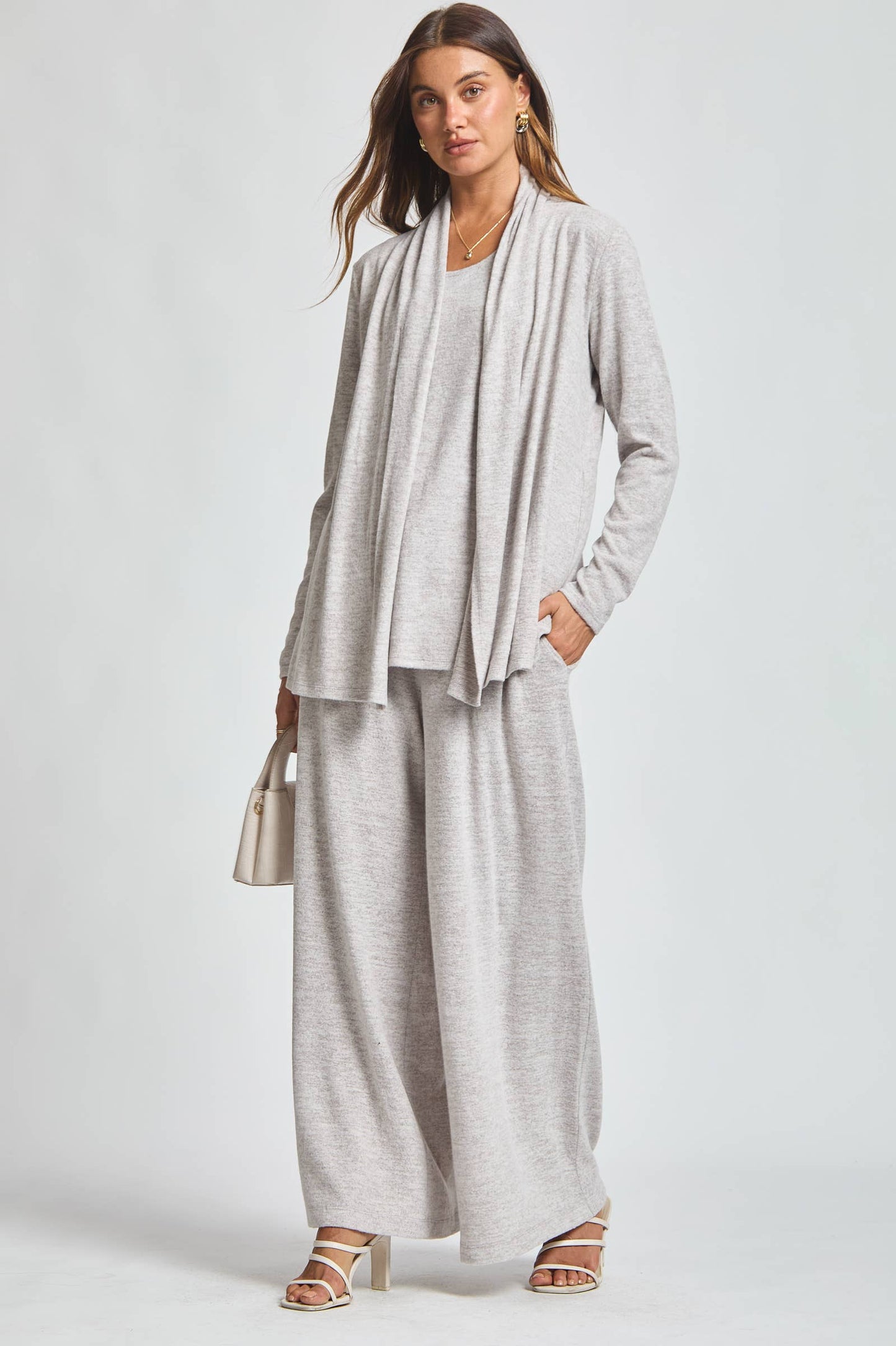 Soft Tank + Cardigan + Relaxed Pants Set