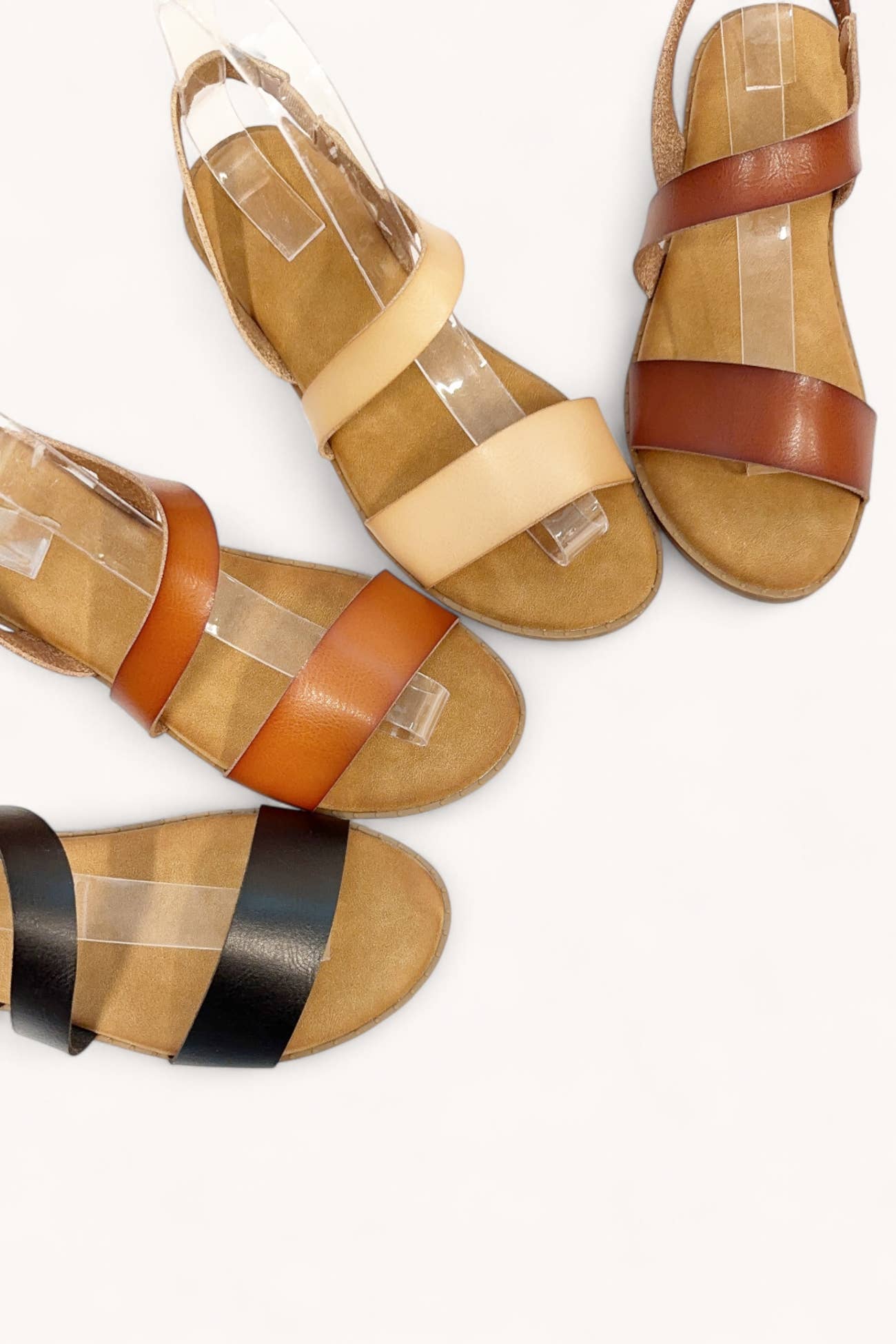 Vintage Textured Double Strap Sandals
