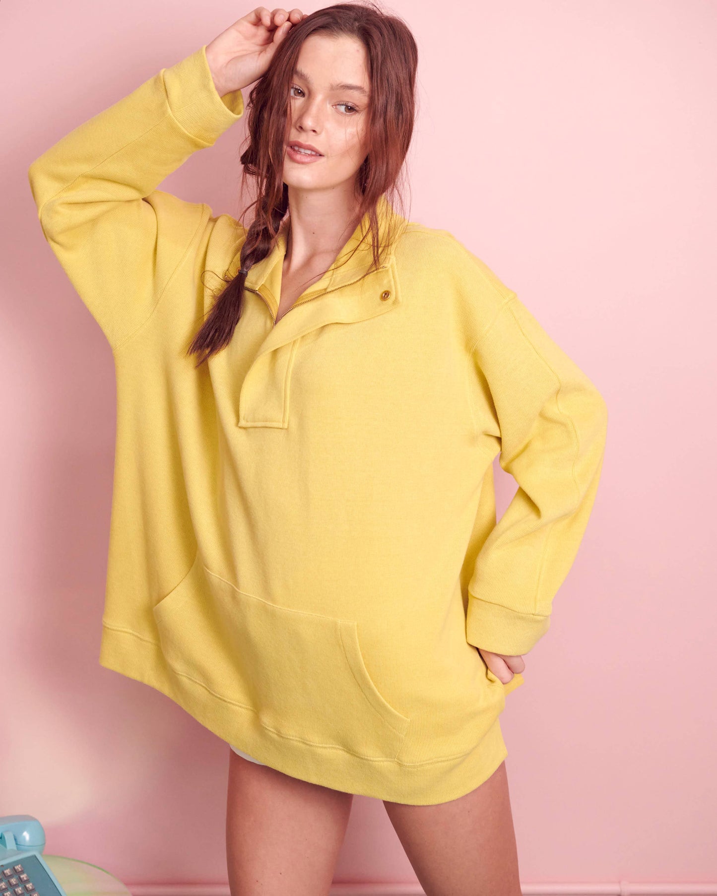 PLUS EXCLUSIVE Front Pocket Sweatshirt | Citron