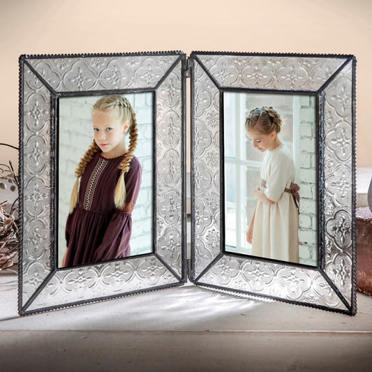 Vintage Glass Picture Frame | Double 4x6 Vertical