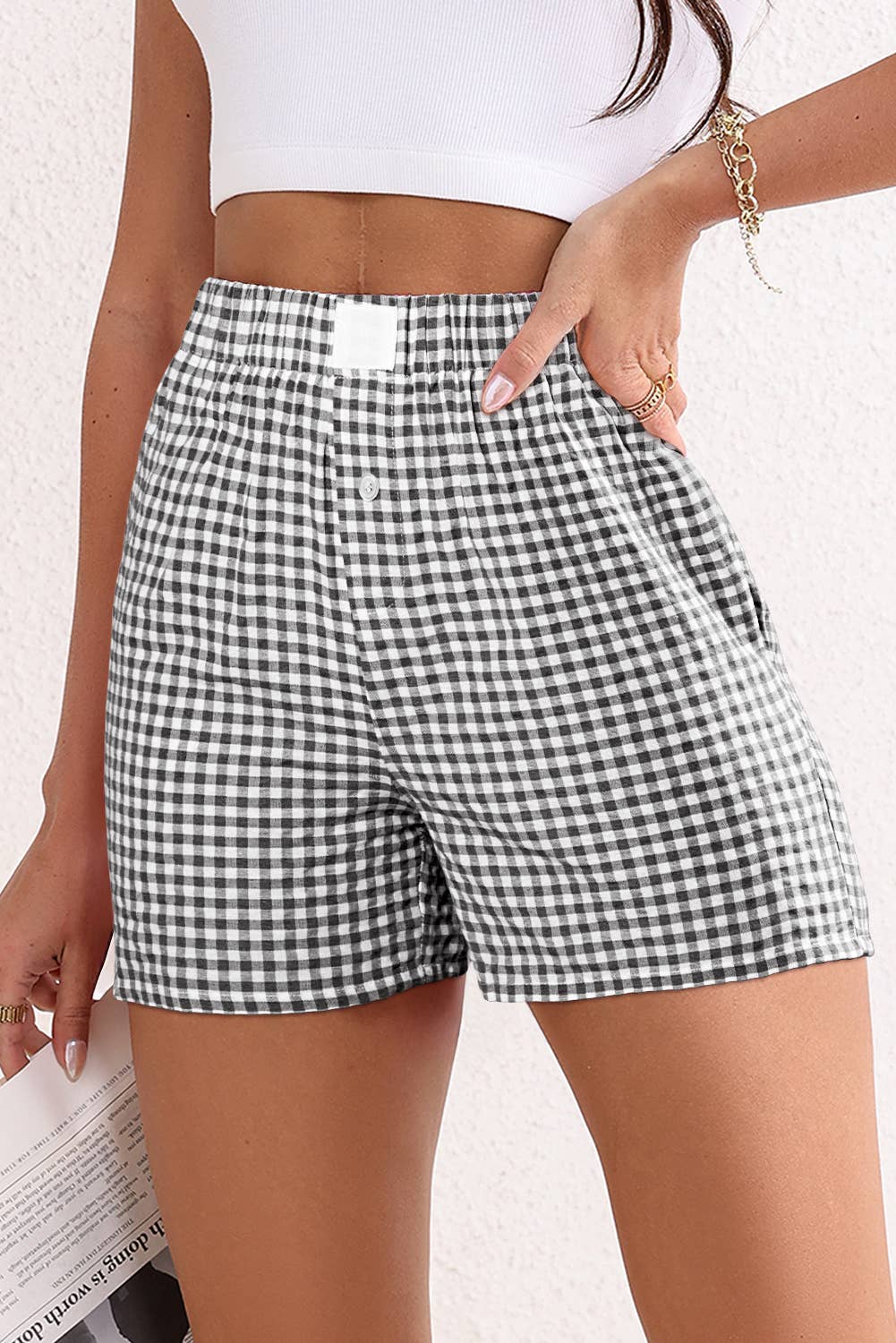 High Waist Gingham Shorts