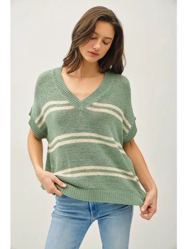 Striped V-Neck Top