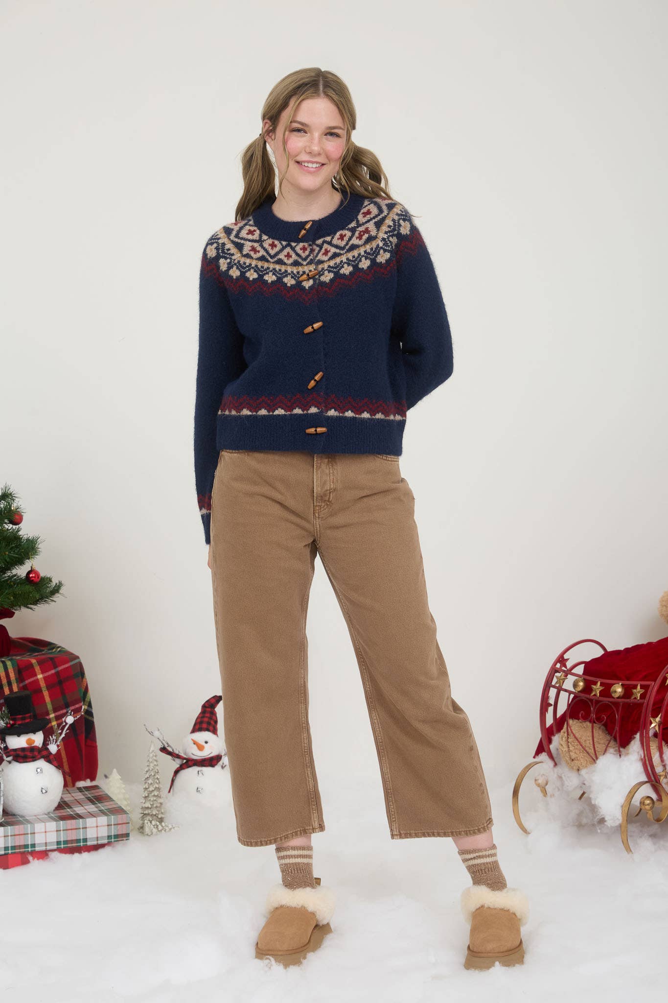 Faire Isle Toggle Button Cardigan