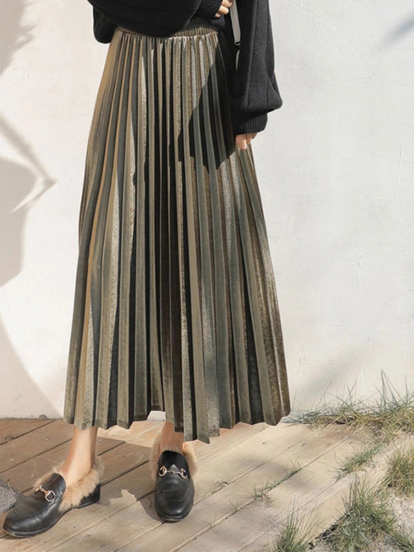 Pleated A-Line Skirt