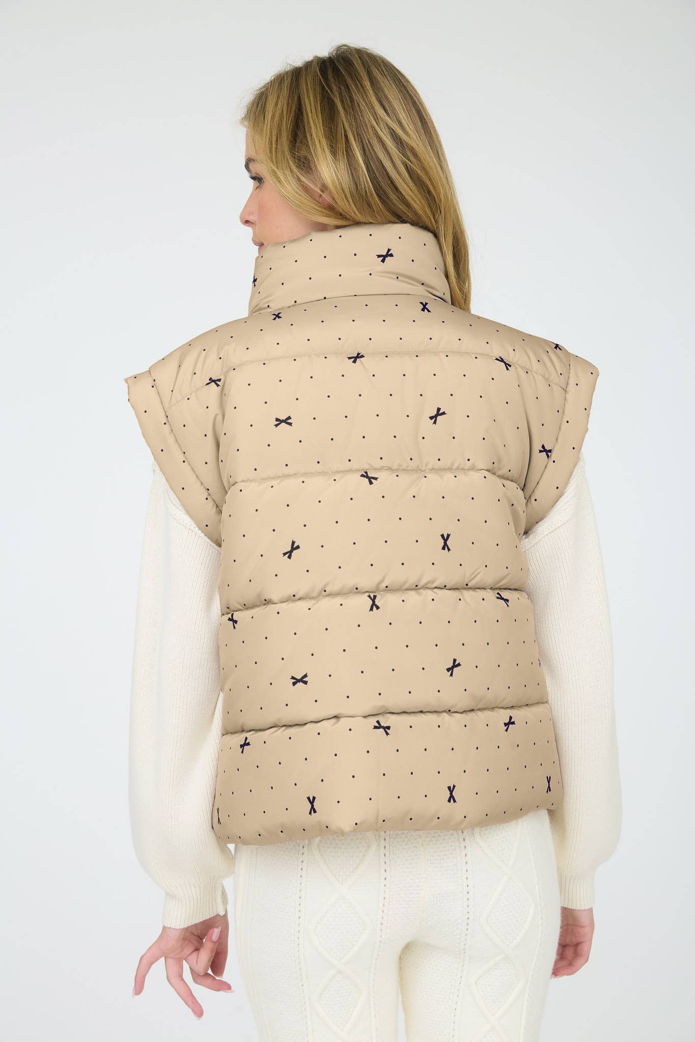 Polka Dot Bow Pattern Puffer Vest