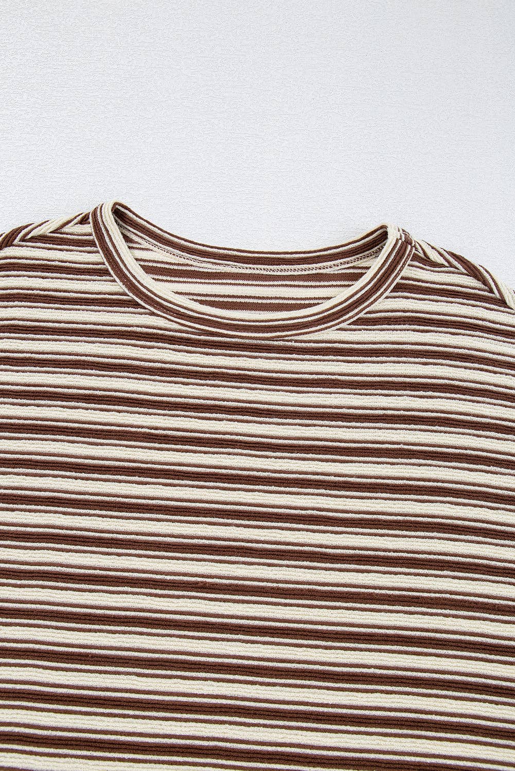 Textured Stripe Crewneck Top
