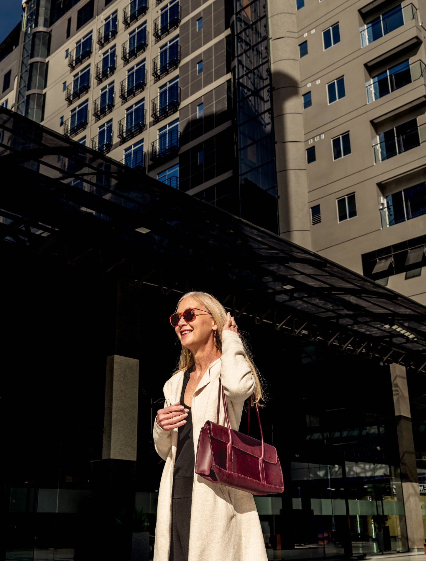 East-West Shoulder Bag in Mulberry