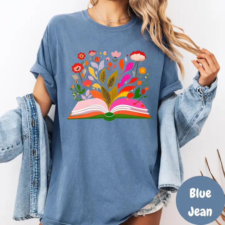 Open Book Floral Graphic Tee