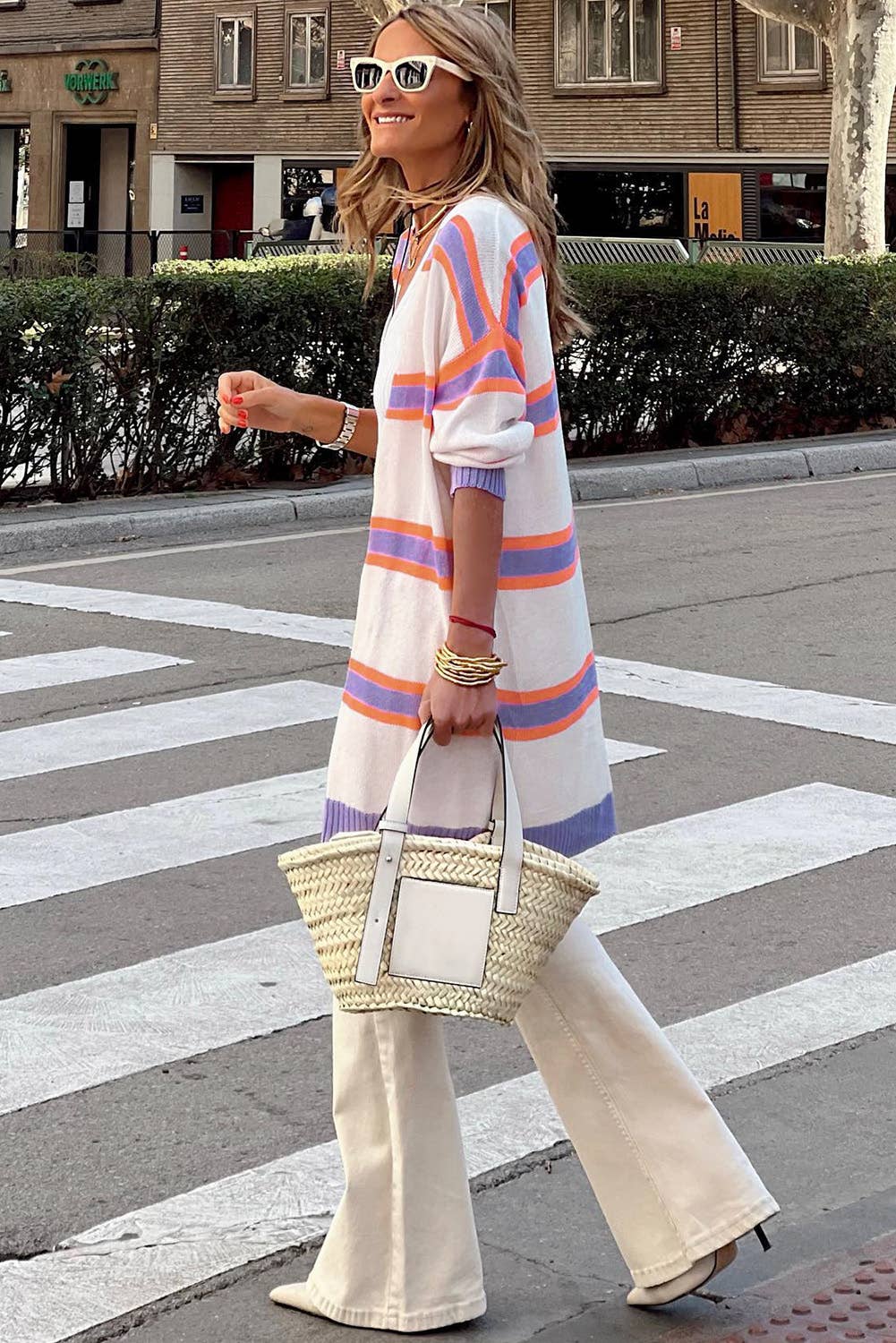 Orange & Purple Striped Cardigan
