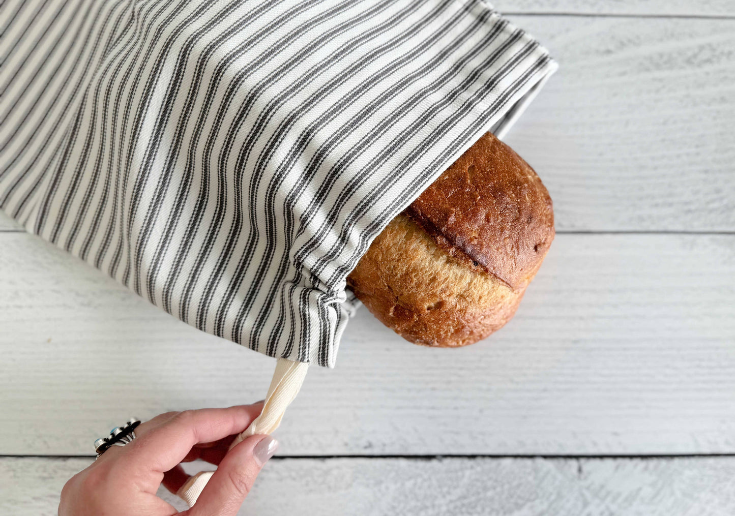 Bread Bag 2 Pack | Grey Ticking