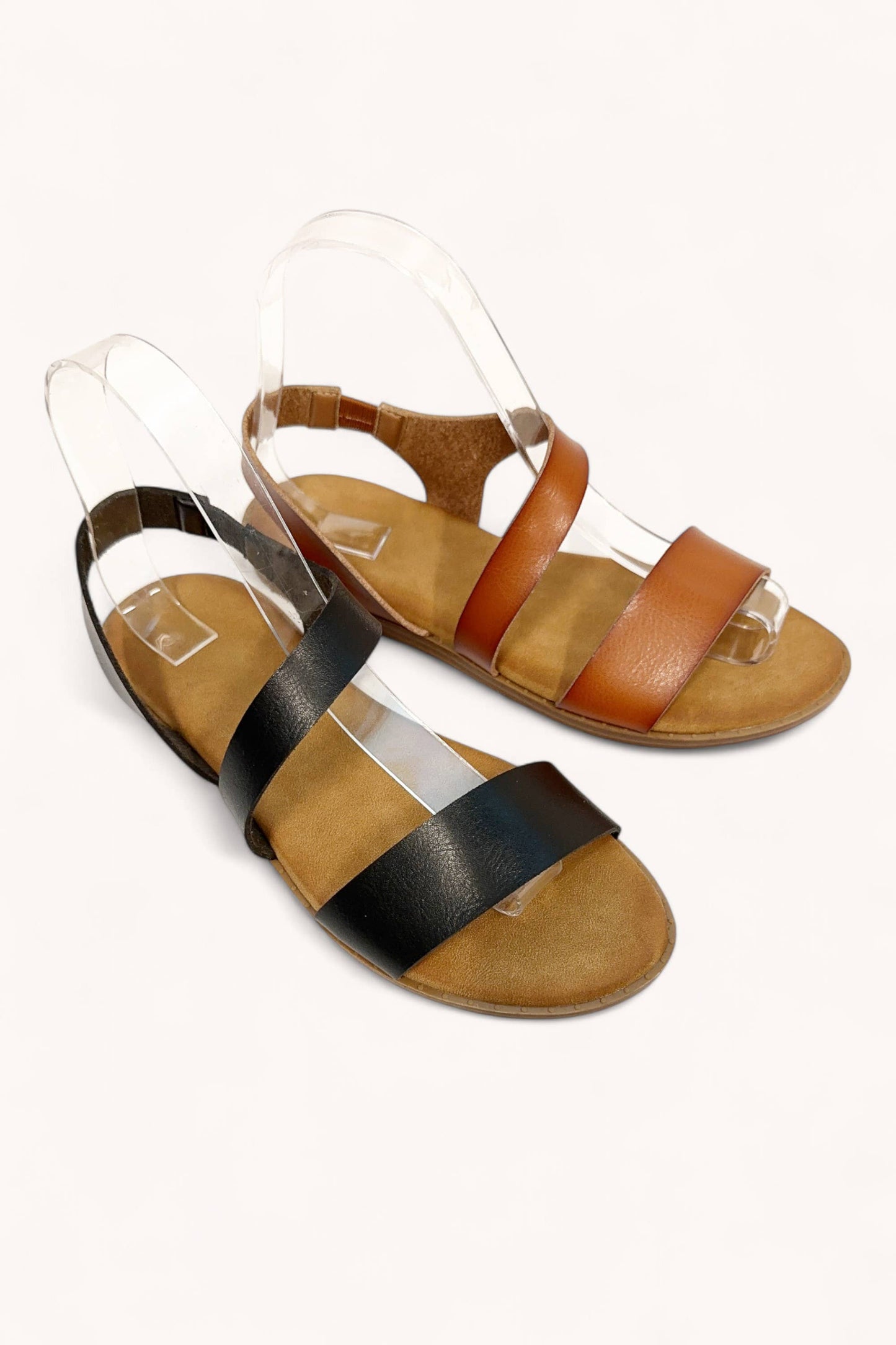 Vintage Textured Double Strap Sandals