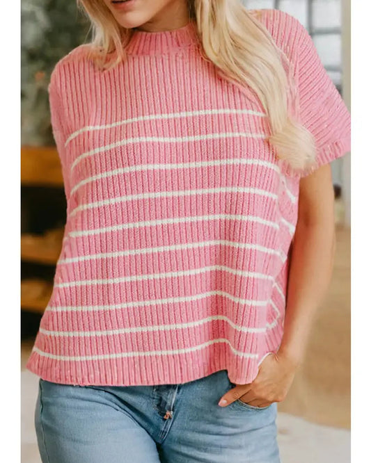 PLUS Stripe Ribbed Loose Sweater