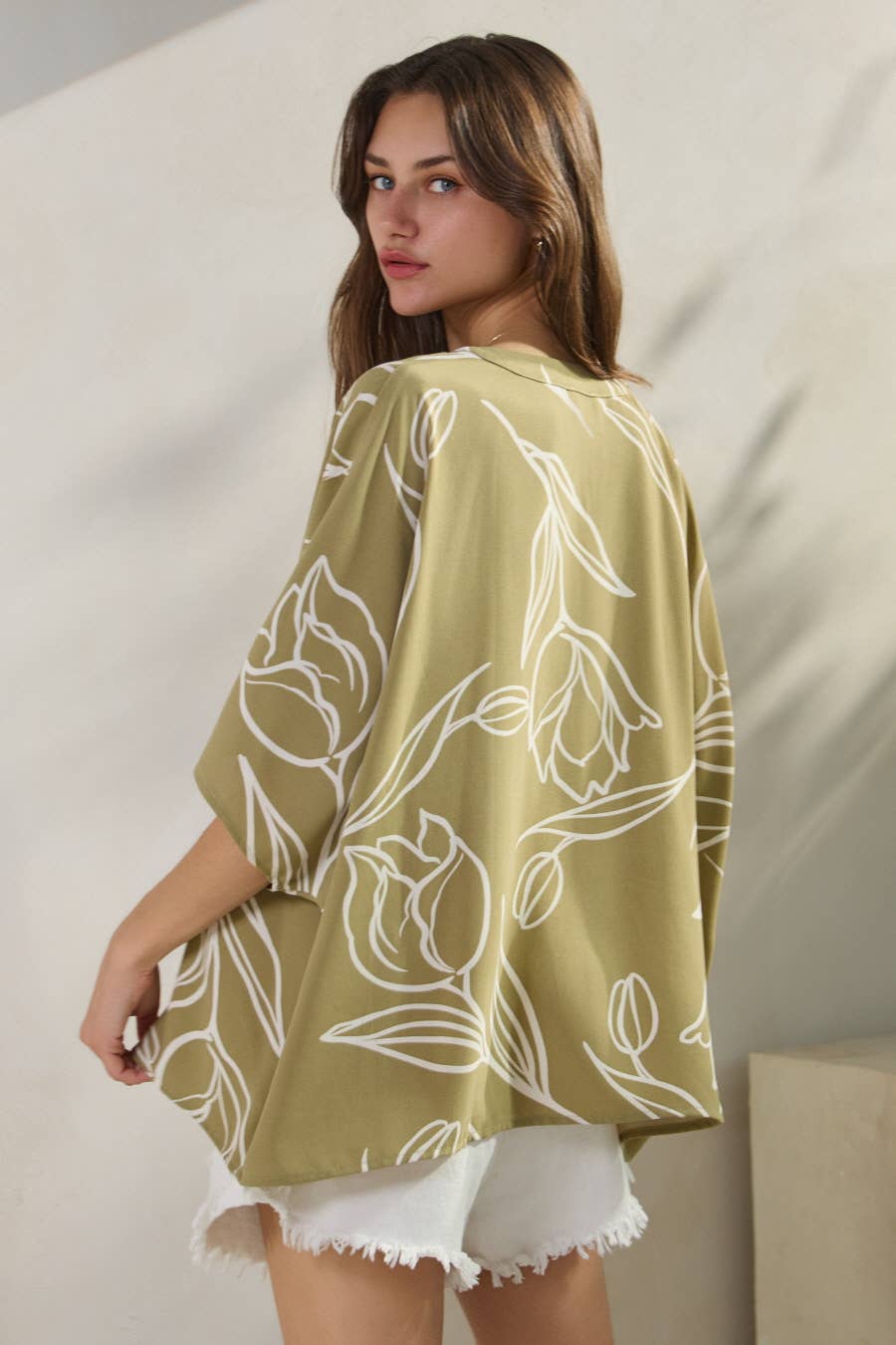 Abstract Floral Dolman Blouse