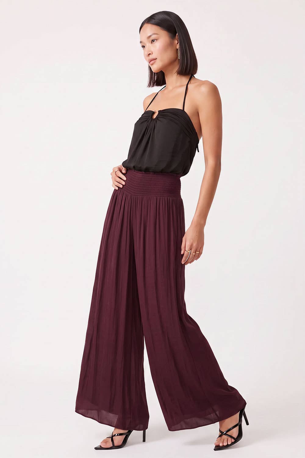 Smocked Waist Wide Leg Pant | Chocolate