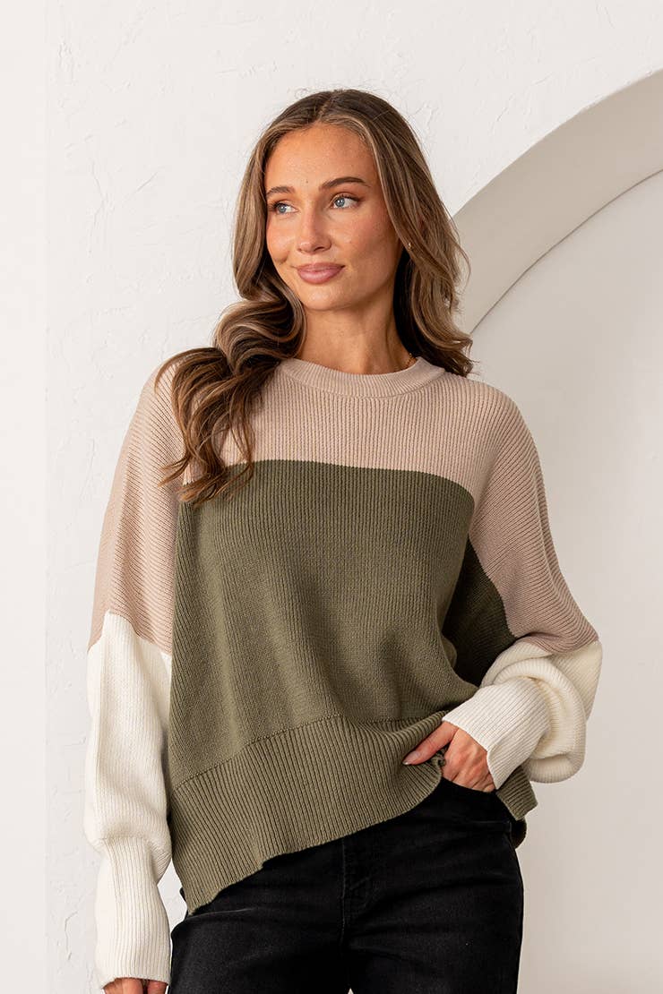 Oversized Color Block Sweater