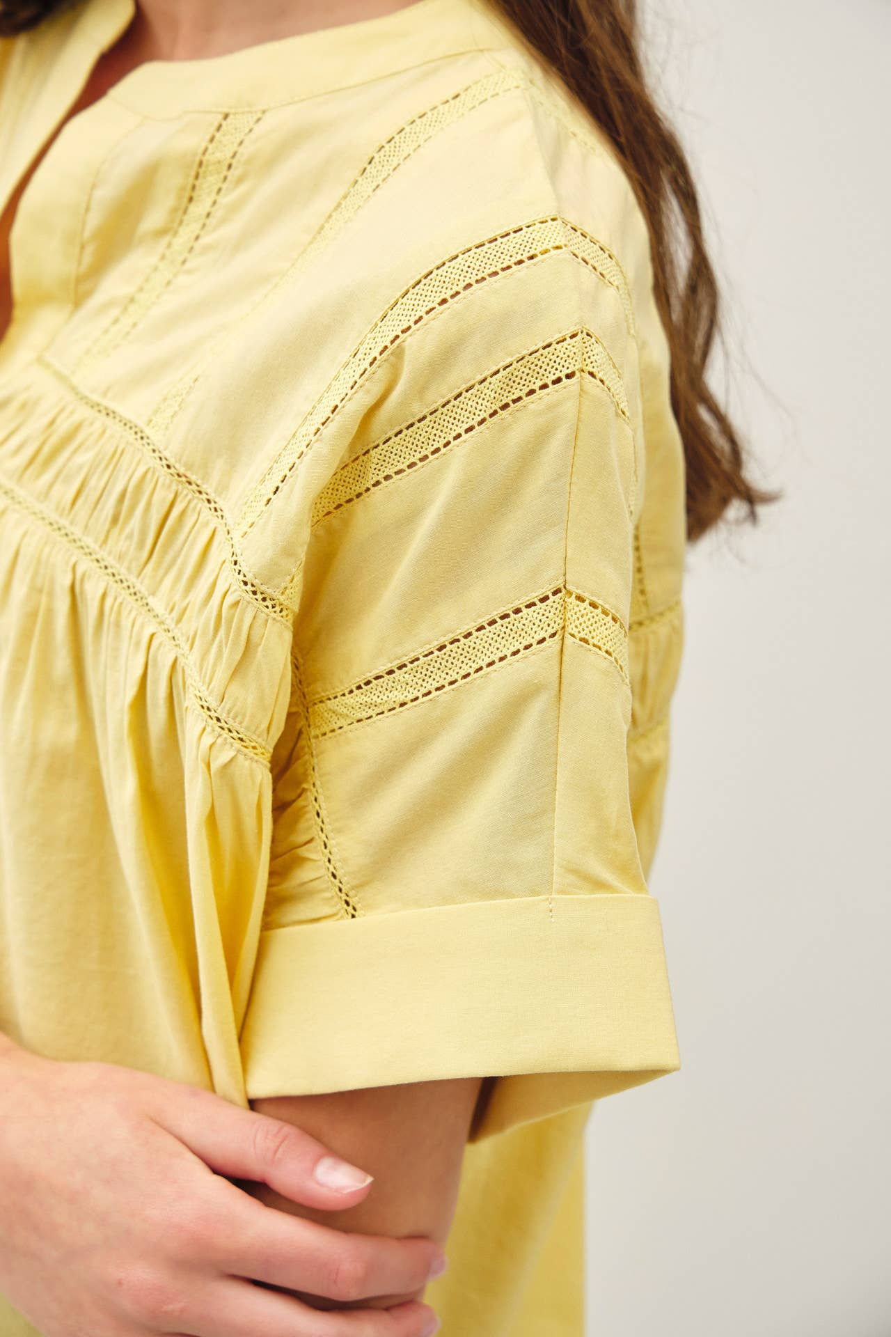 Eyelet Laced Dolman Sleeve