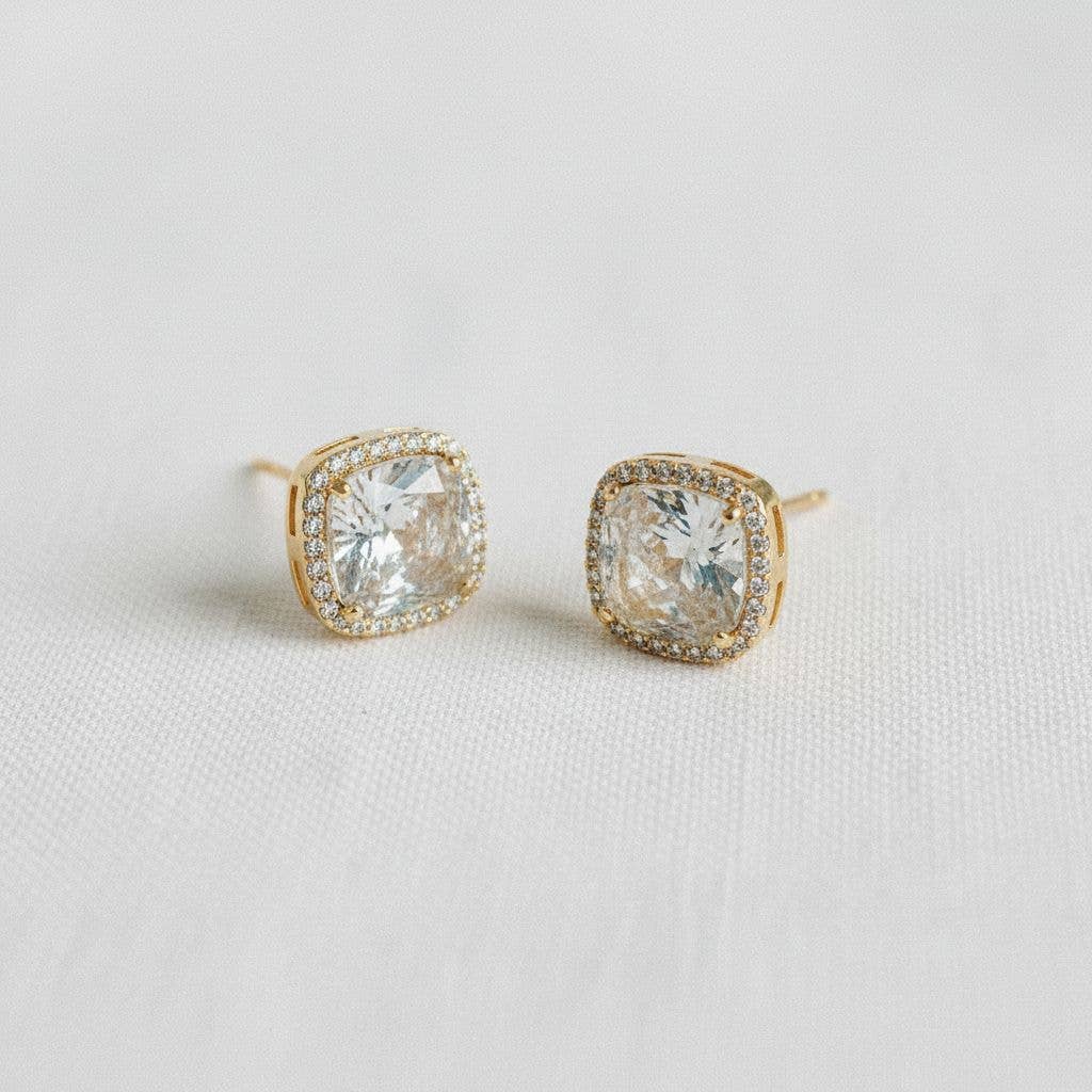 Square Pave Stud Earrings