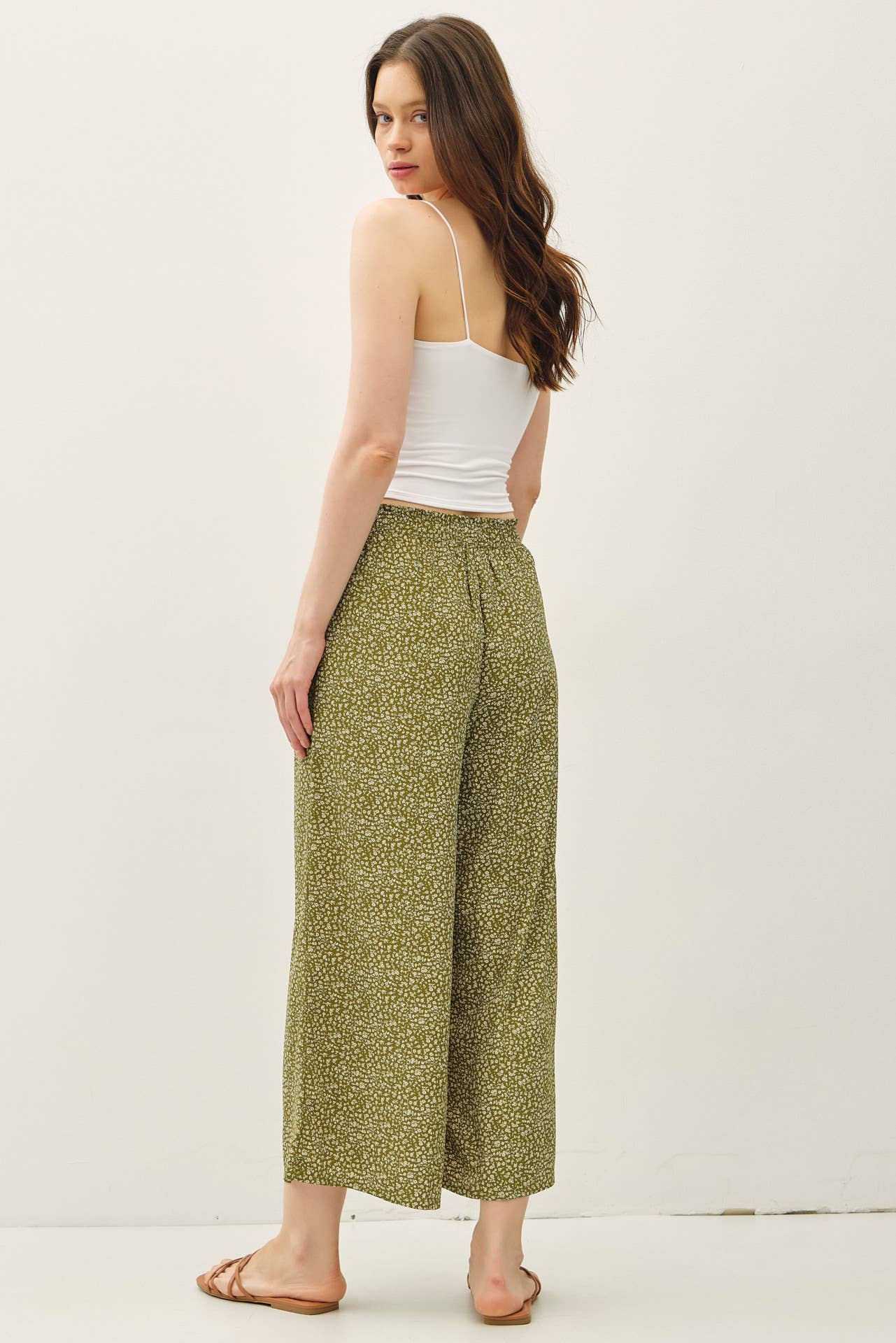Printed Wide Leg Cropped