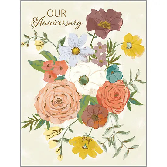 Anniversary Card | Golden Boho Flowers