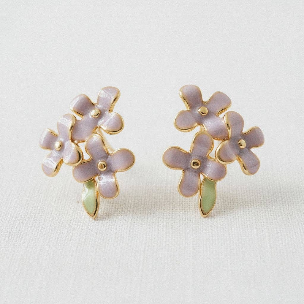 Purple Flower Stud Earrings