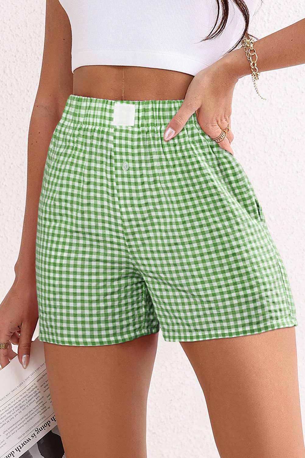 High Waist Gingham Shorts