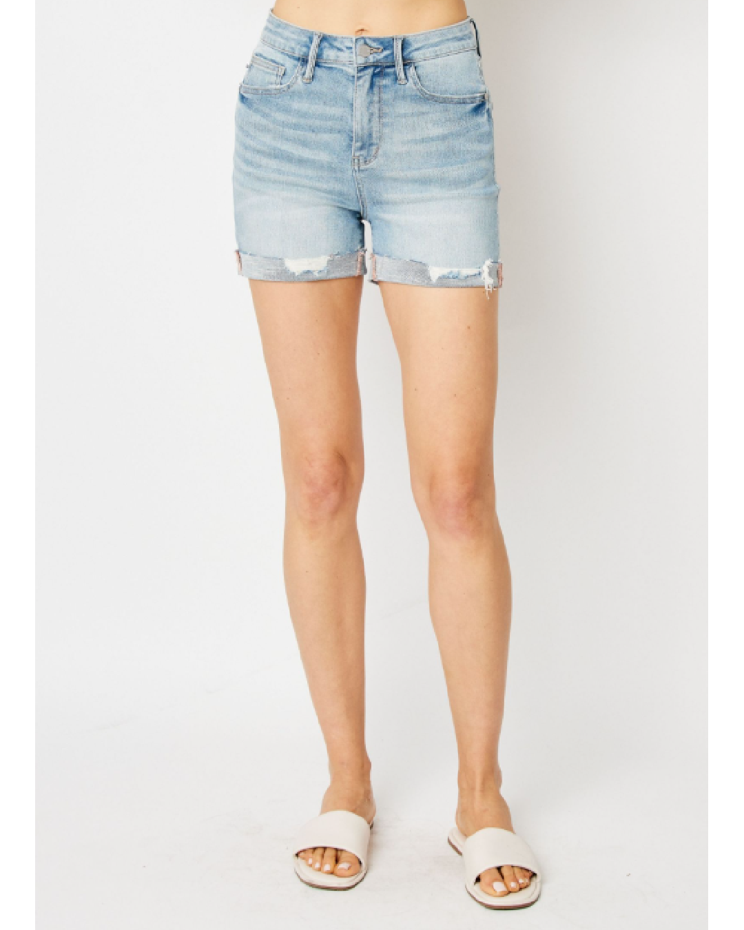 High Waist | Cuffed Cut Off Shorts