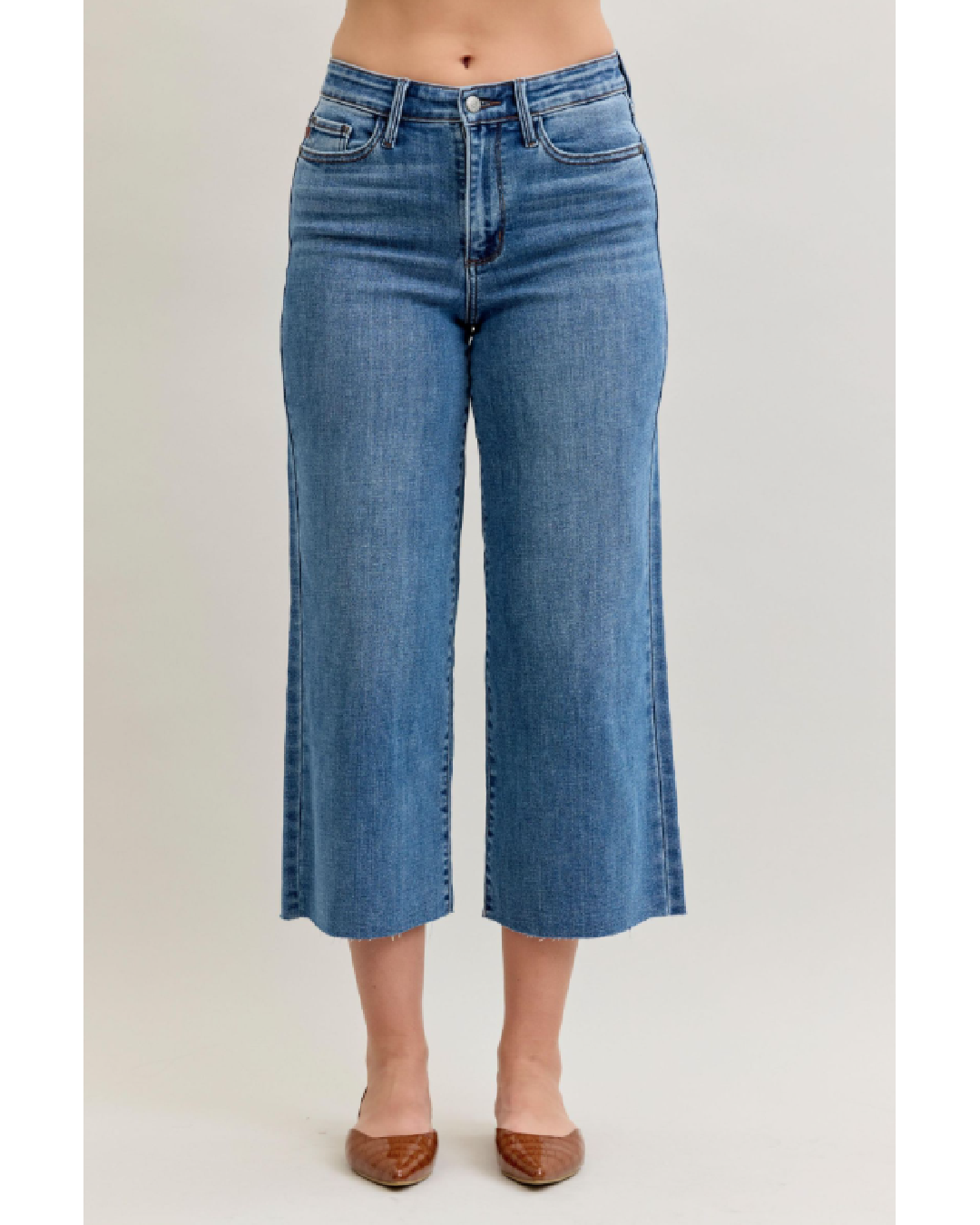 High Waist | Wide Crop | Classic Raw Hem Jeans