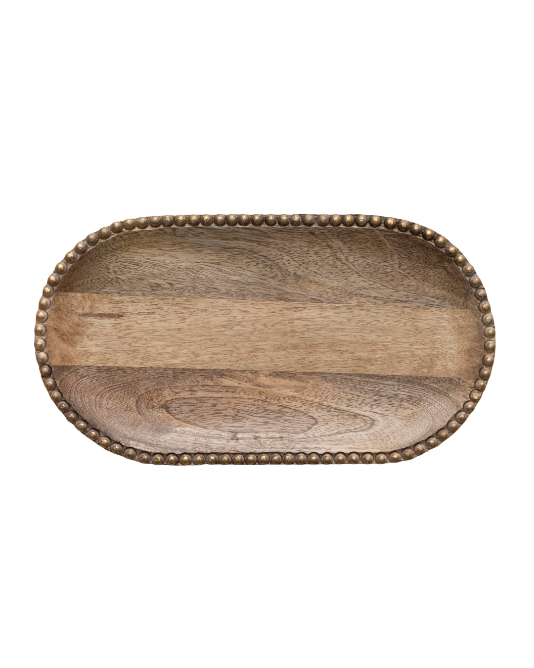 Mango Wood Tray with Wood Beads