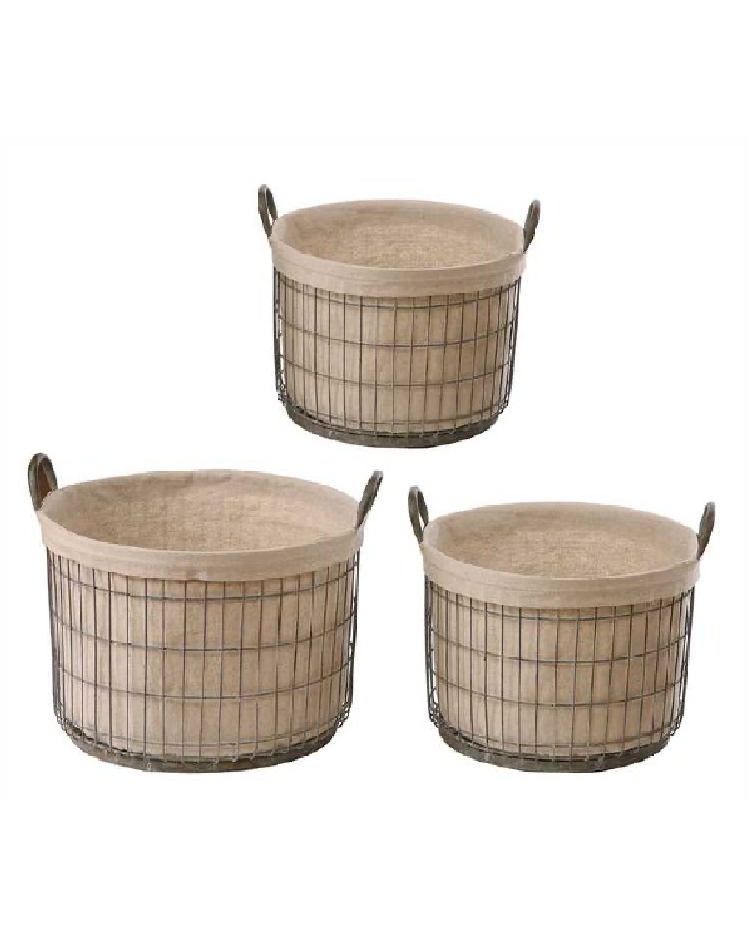 Large Tin Basket with Fabric Liner