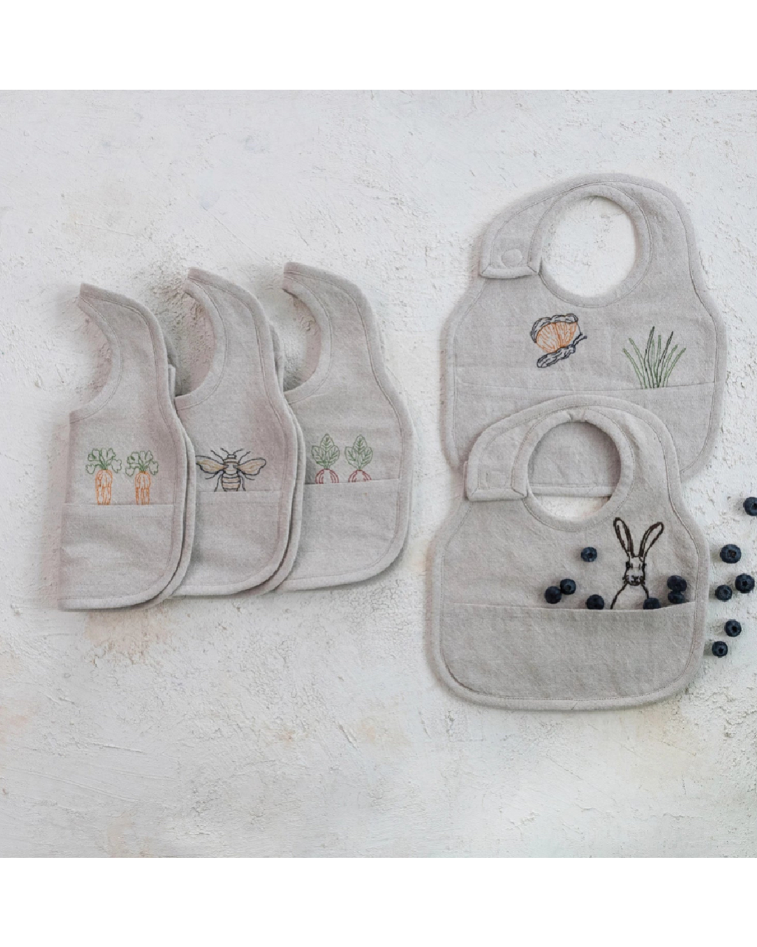 Embroidered Cotton & Linen Bib