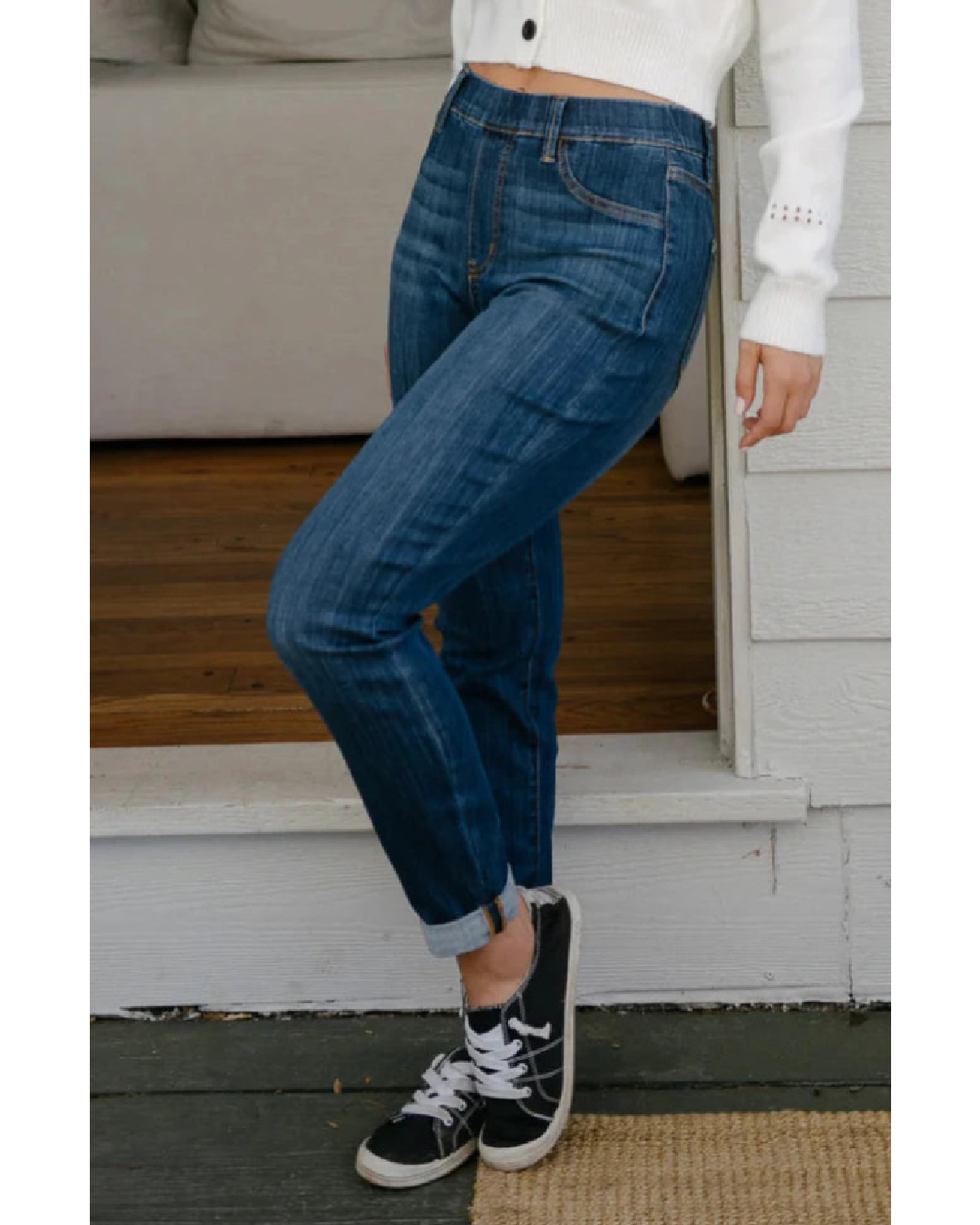 High Waist | Slim | Pull-On Double Cuff Jeans