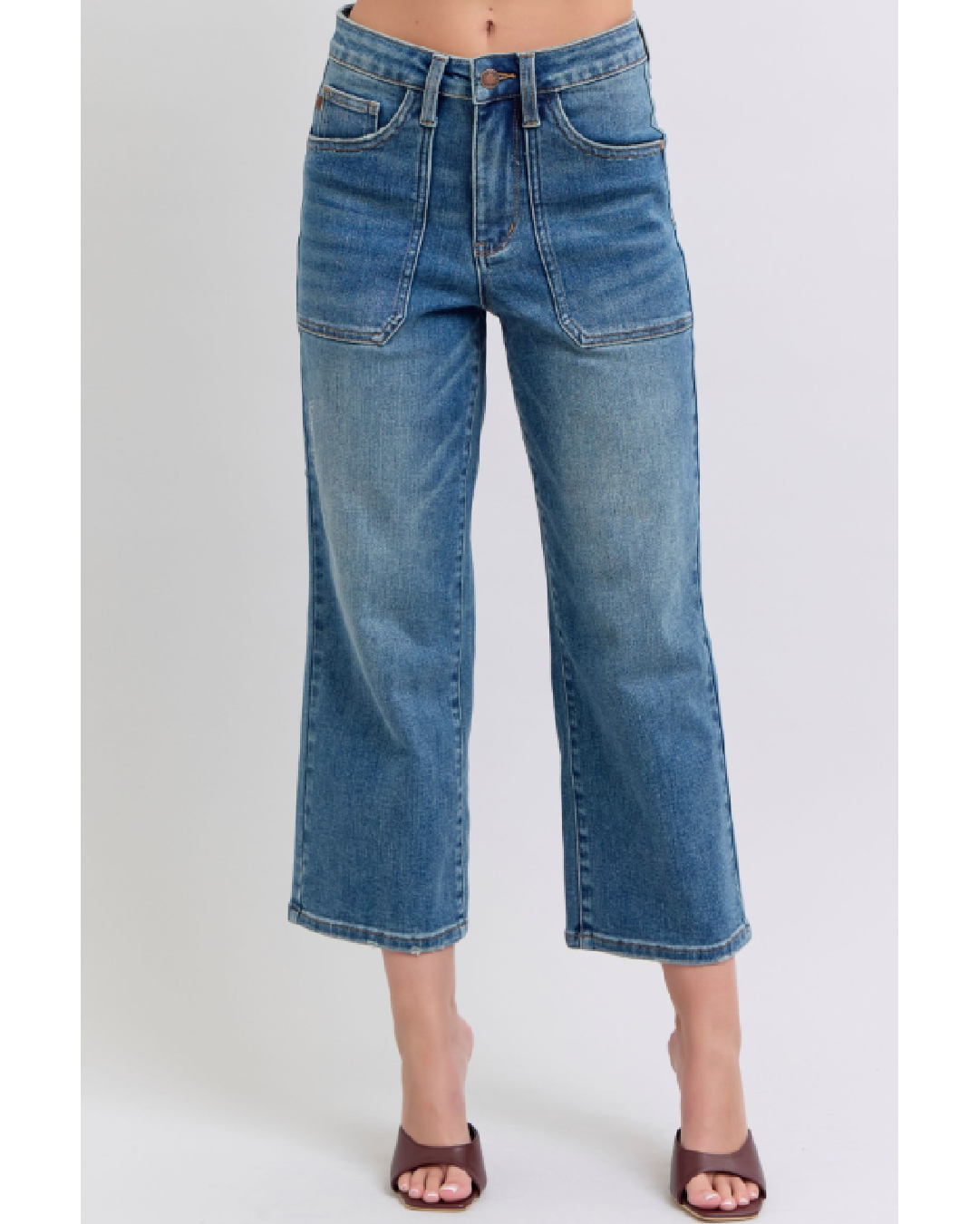 High Waist | Wide Crop | Utility Pocket Jeans