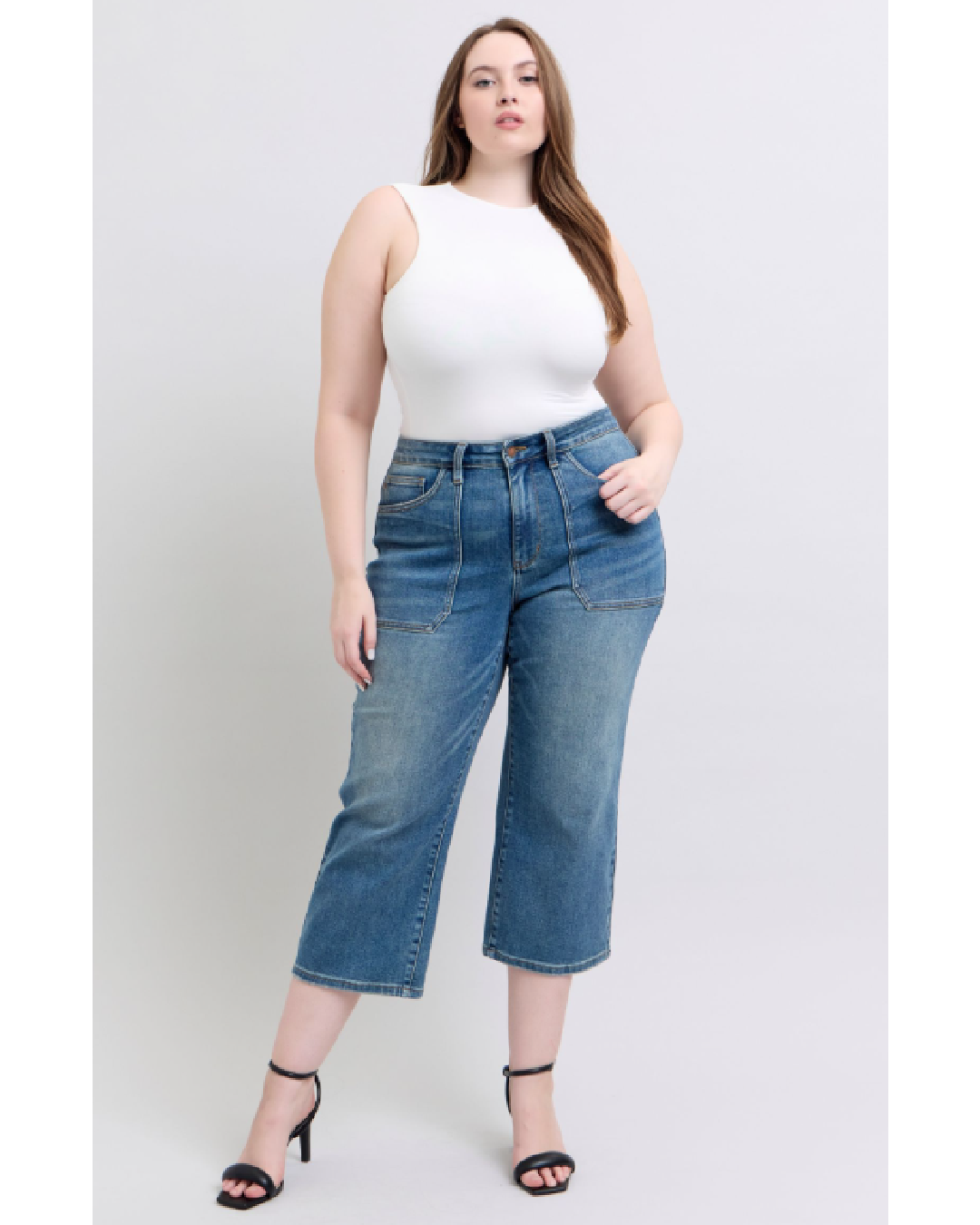 High Waist | Wide Crop | Utility Pocket Jeans