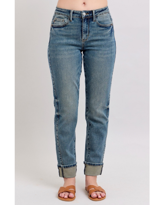 Mid-Rise | Boyfriend | Vintage Wash Side Panel Jeans