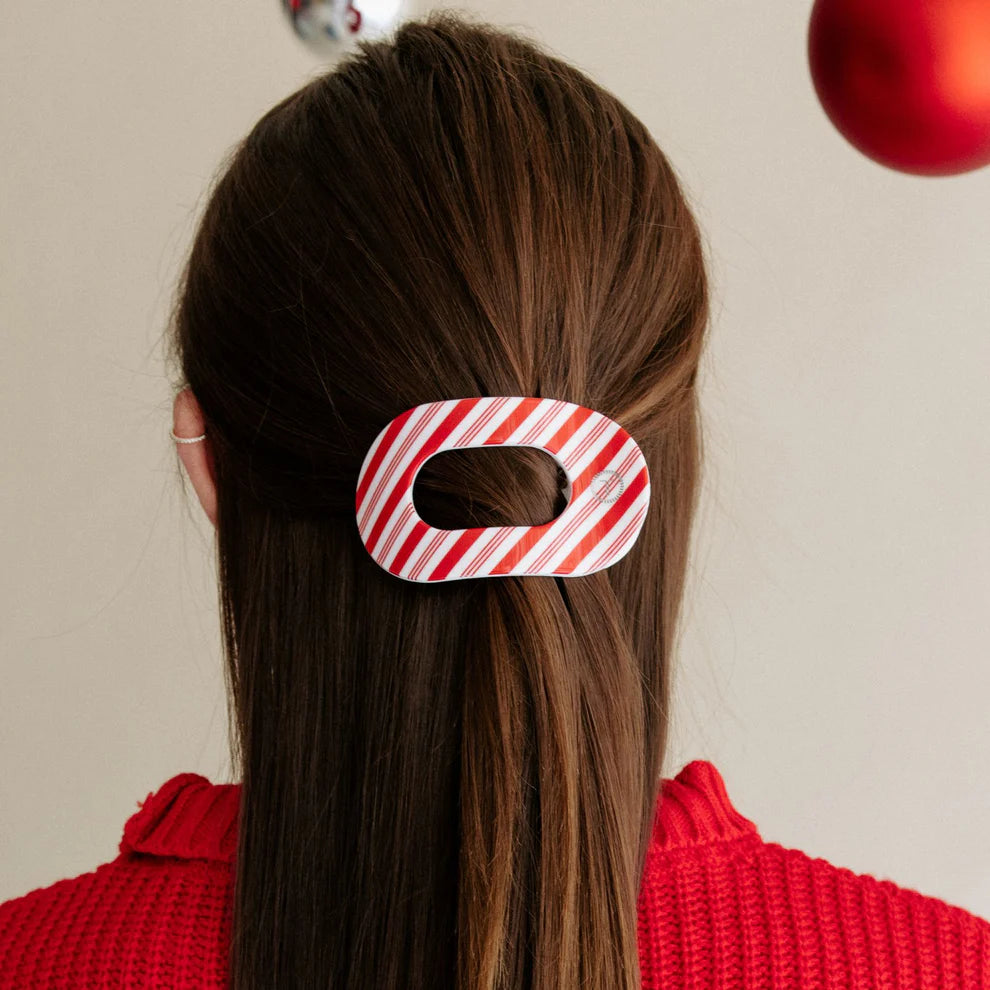 Candy Cane Crush Flat Round Hair Clip