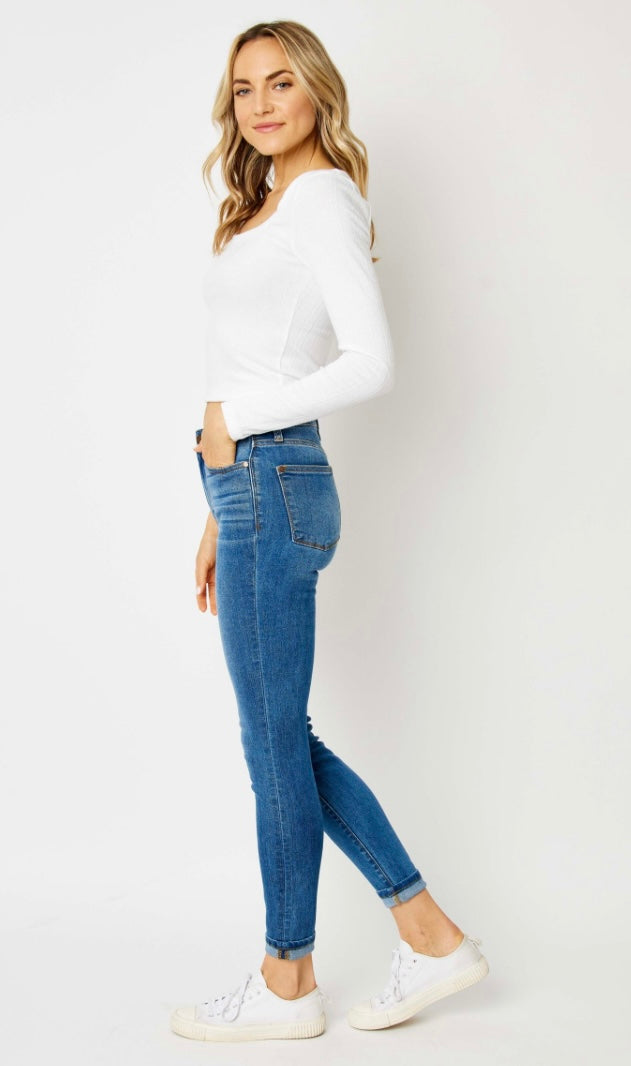High Waist | Skinny | Cuffed Hem Jeans