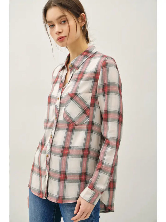 Plaid Button Down | Heather Grey