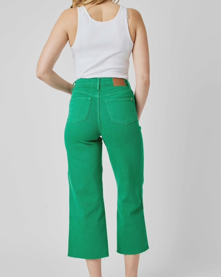 High Waist | Wide Leg Crop | Kelly Green