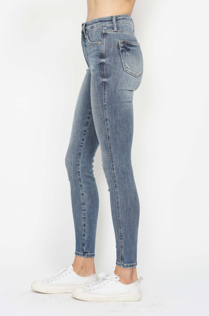 High Waist | Skinny | Tummy Control Contrast Wash Jeans