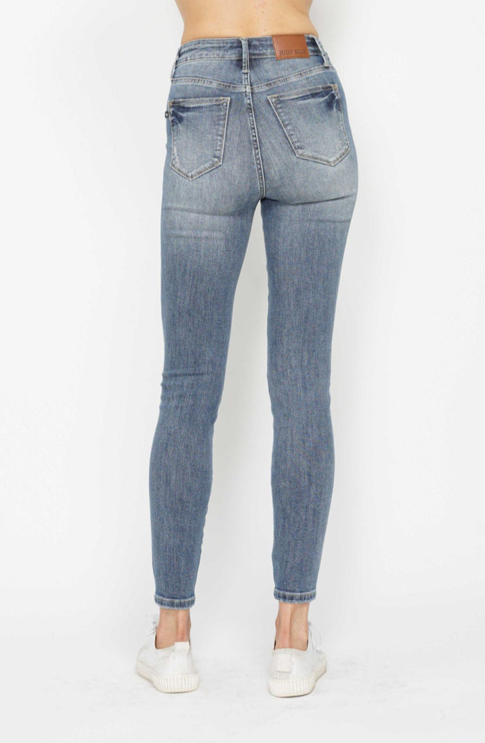High Waist | Skinny | Tummy Control Contrast Wash Jeans