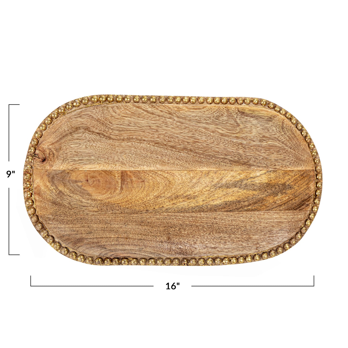Mango Wood Tray with Wood Beads