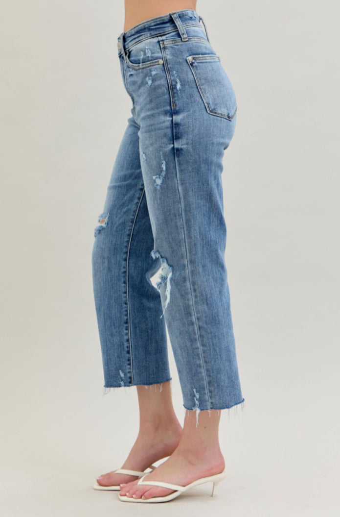 High Waist | Wide Crop | Destroyed Jeans