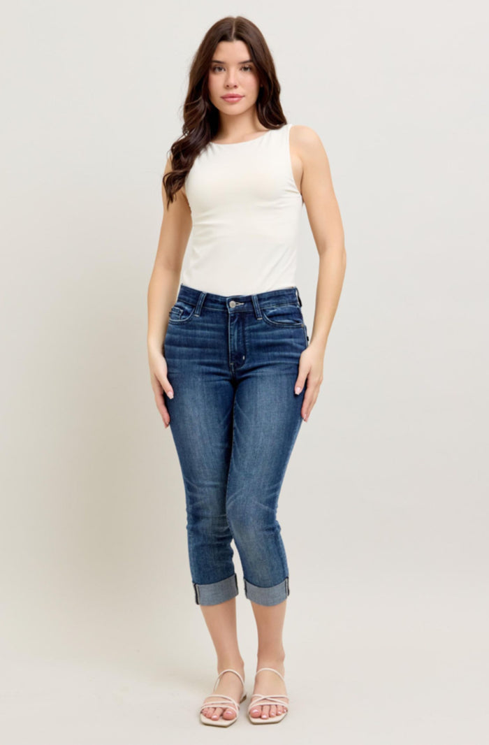 Mid-Rise | Skinny | Capri Dark Wash Jeans