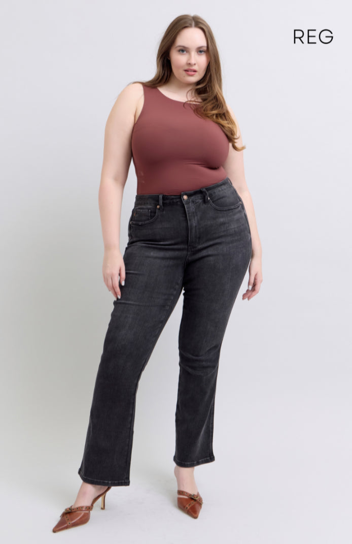 High Waist | Bootcut | 2 Inseam Tummy Control Black Jeans