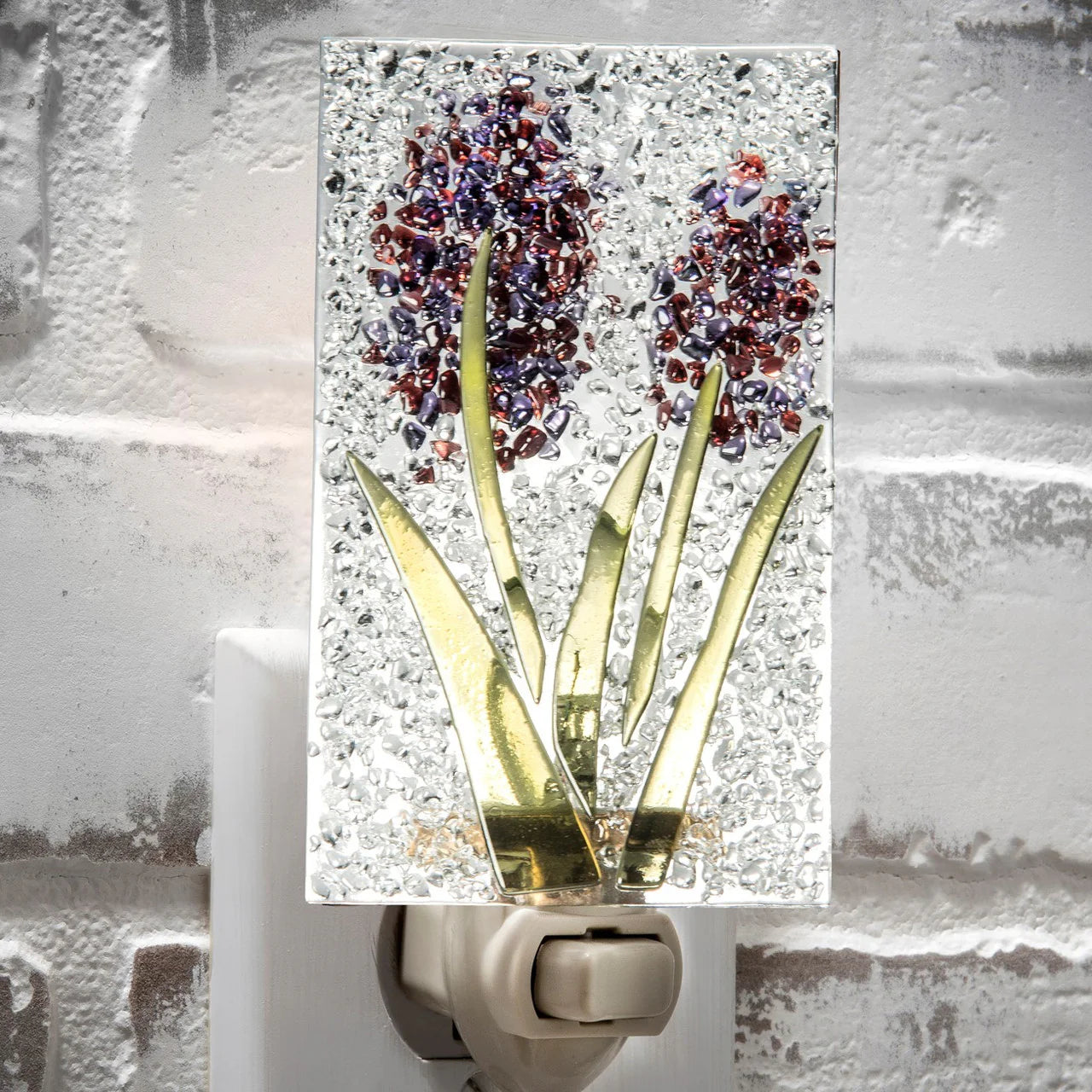 Glass Night Light | Fused Purple Flower